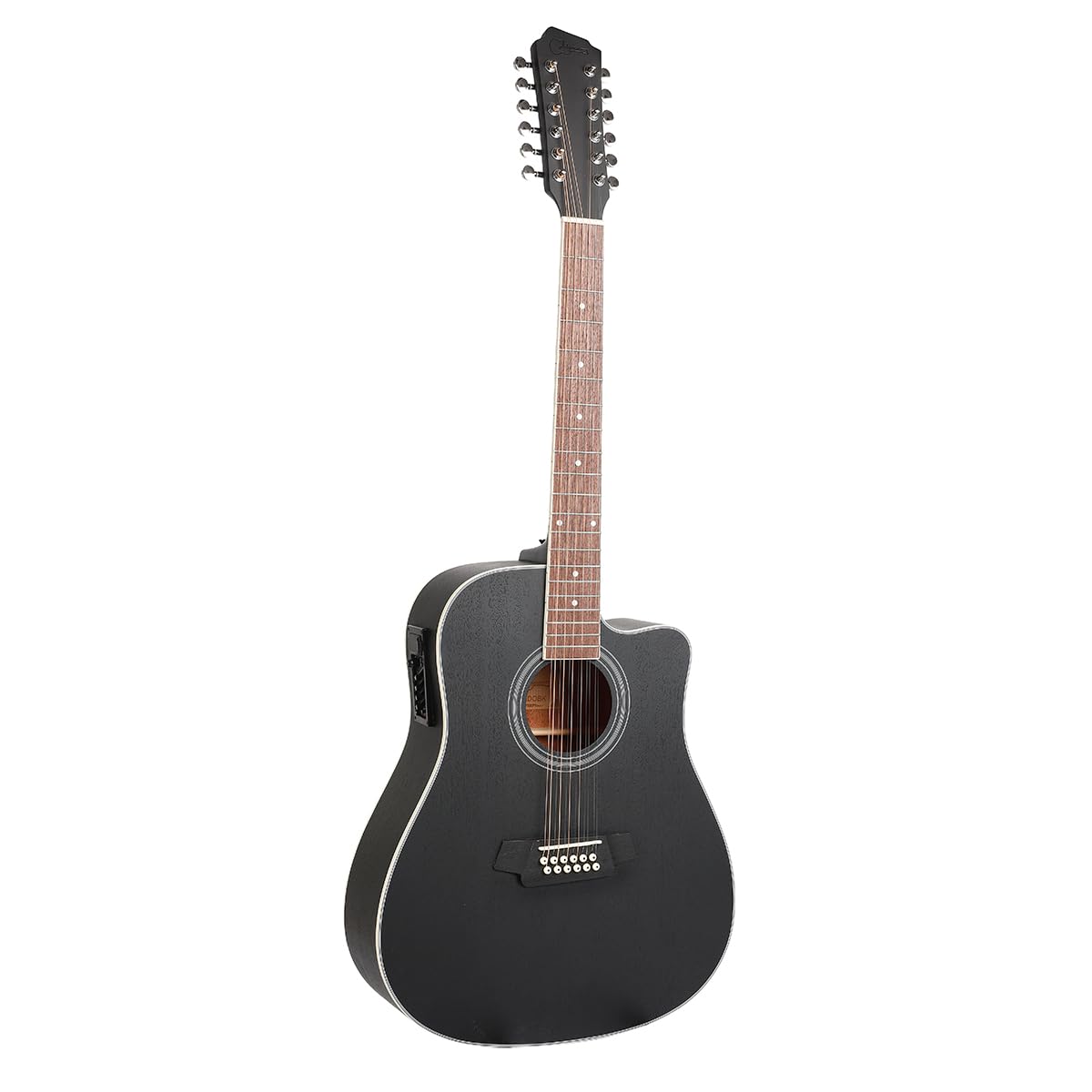 Jidyous Docerola Aguanta cuerdas pares 4/4 Guitarra Electroacústica 12 cuerdas con bridge doctor, con Funda Acolchada, afinadores, Correas,cuerdas, paletas, capó, cable para guitarra, alma