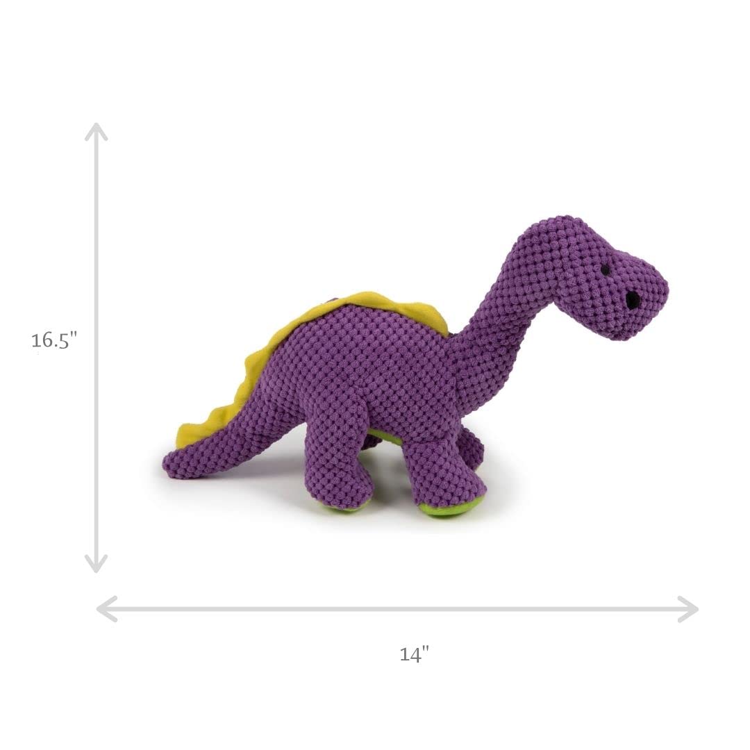 goDog Checkers Dinos Bruto - Juguete de Peluche chirriante para Perro, tecnología de protección masticable, Color Morado, Grande