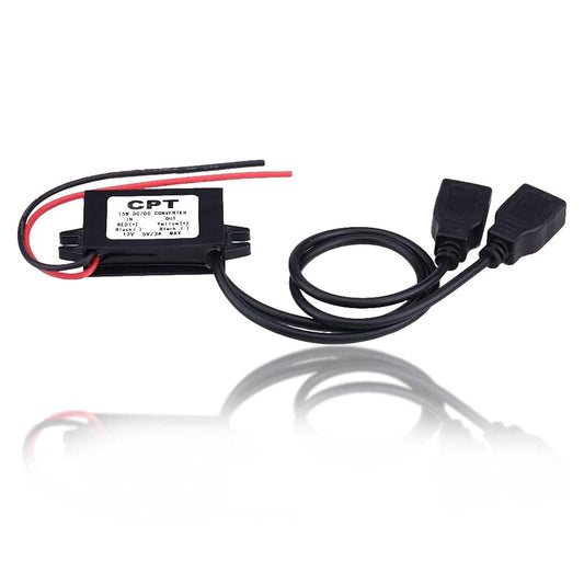 Keenso Waterproof DC Converter 3A DC 12V a DC 5V Adaptador de cargador USB dual Módulo convertidor Adaptador de corriente dual Convertidor DC a DC Módulo de fuente de