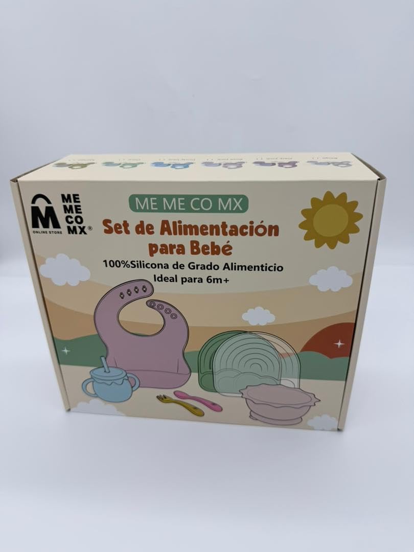 Me Co Mx Platos para Bebe - Alimentaci?n Complementaria Bebe, Cubiertos para Bebe, Platos Bebe, Plato para Bebe, Set de Alimentaci?n para Beb?, Set de 6 Piezas