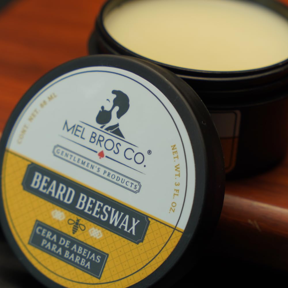 MEL BROS CO. - CERA DE ABEJA 3 OZ/Moldea y Suaviza Barba y Bigote 100% Ingredientes Naturales