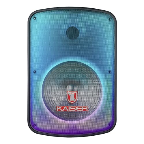 KSR Bafle Profesional con Micrófono Alambrico y Control Remoto Kaiser BB 15” Luz Flama Link Recargable Bluetooth USB Micro SD FM Rec 50W Rms Color Negro Bafle de15 Pulgadas MSA-7515SC