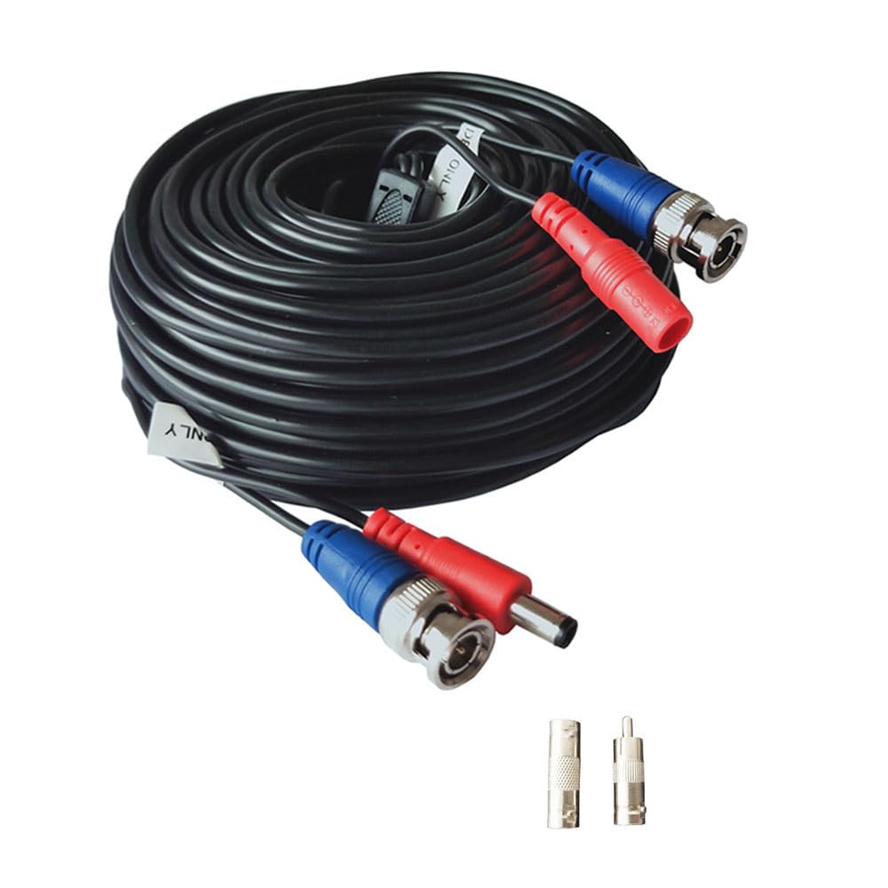 Yuarisx - Paquete de 2 cables de alimentación de video todo en uno de 100 pies, cable de seguridad para cámara de seguridad BNC, cable de vigilancia para instalación de sistema DVR de seguridad CCTV