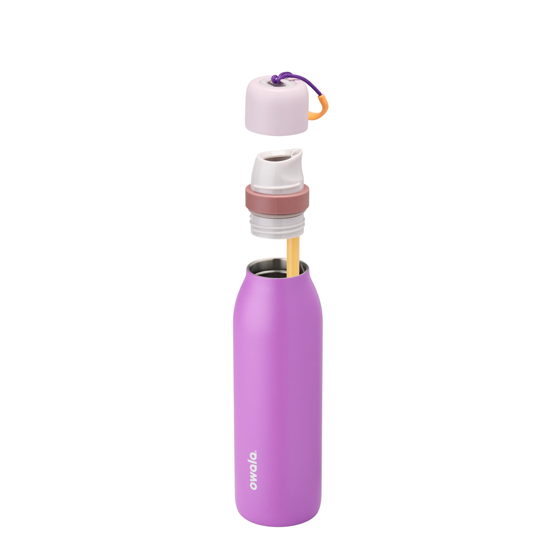 Botella de Agua Owala FreeSip Morada con Popote de Acero Inoxidable para Deportes y Viajes