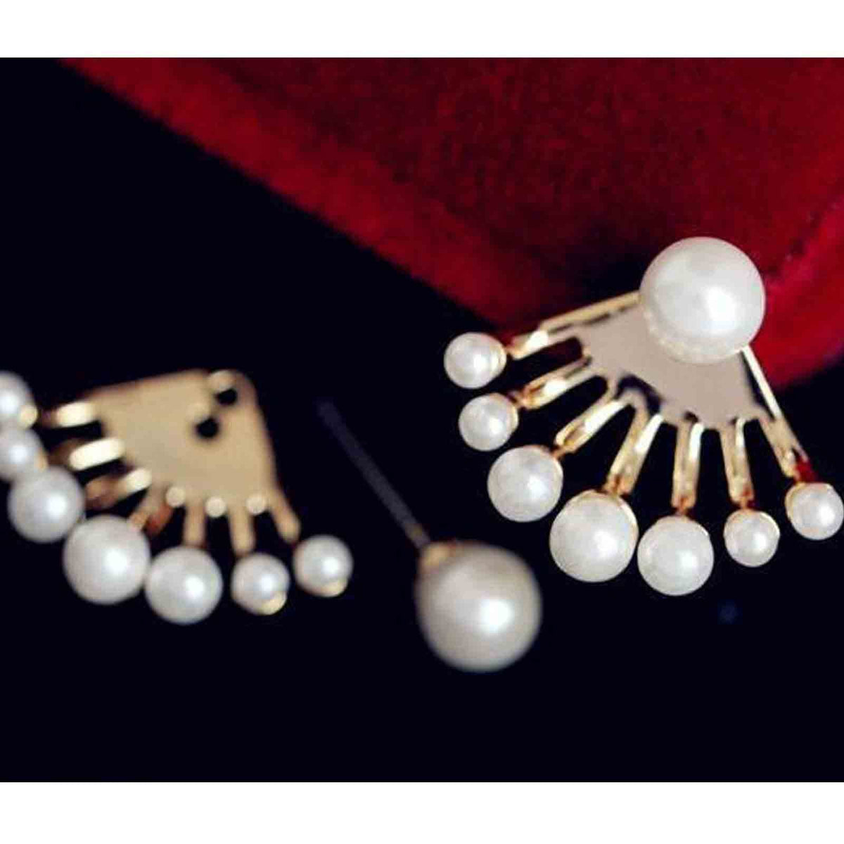 Yheakne Pendientes de Perlas Boho, Trepadores, con Perlas Blancas, Pendientes de Novia, Joyería para Mujeres y Niñas Regalos