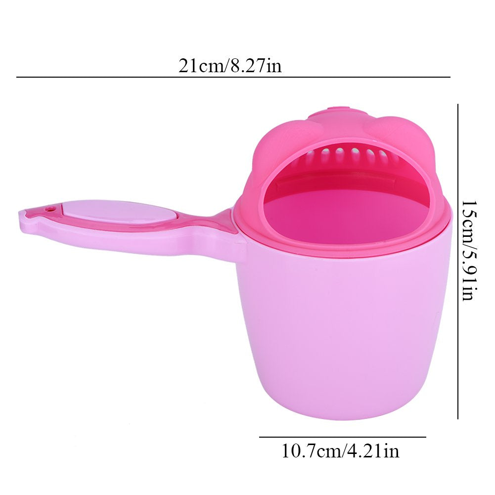 Taza de Enjuague para Bebés Multifunción con Diseño de Dibujos Animados, Rosa, PP, 21x10.7x15 cm, Protección de Ojos, Lavado de Pelo sin Salpicaduras