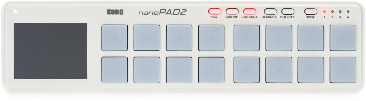 Korg Slim-Line USB Superficie de Control USB, Controlador de Drum Pad USB de línea Delgada, Blanco