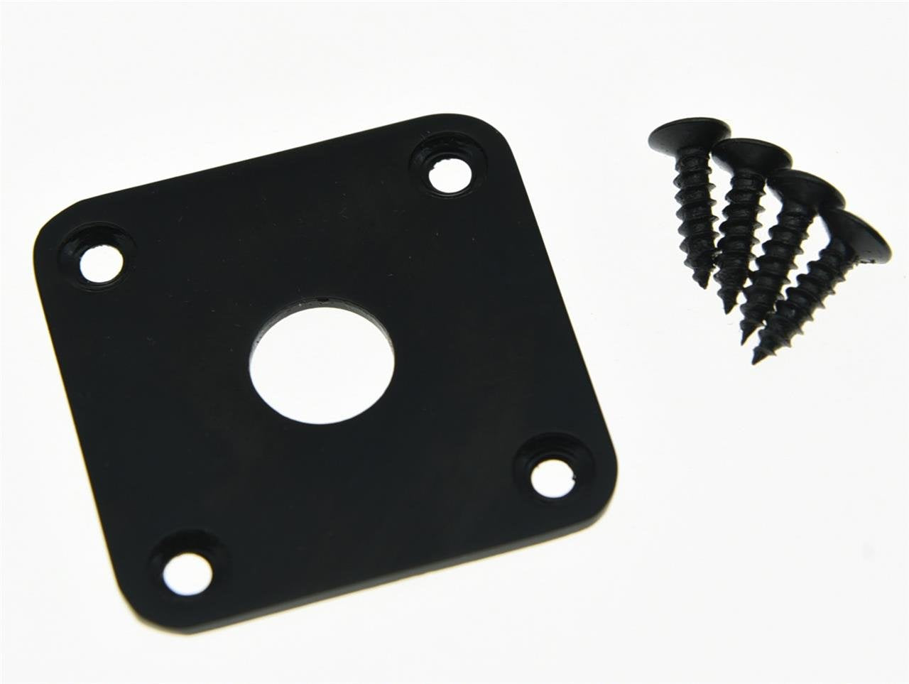 KAISH Black Flat Bottom Metal Jack Plate Flat Base Square Jackplate for Les Paul LP Guitars