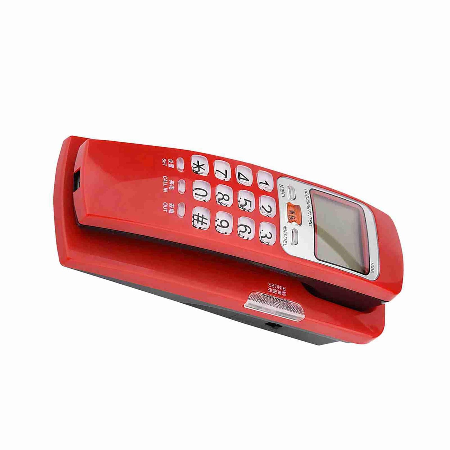 Yoidesu FSK/DTMF Teléfono con Cable Identificación de Llamada Fijo Teléfono de Pared Teléfono Fijo para el Hogar(Rojo)