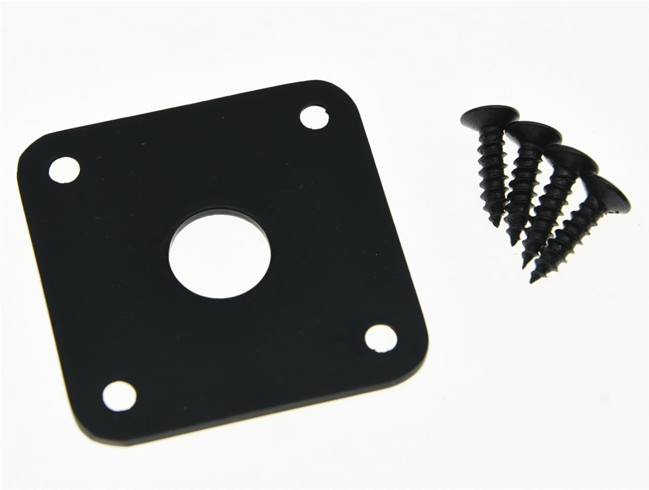KAISH Black Flat Bottom Metal Jack Plate Flat Base Square Jackplate for Les Paul LP Guitars