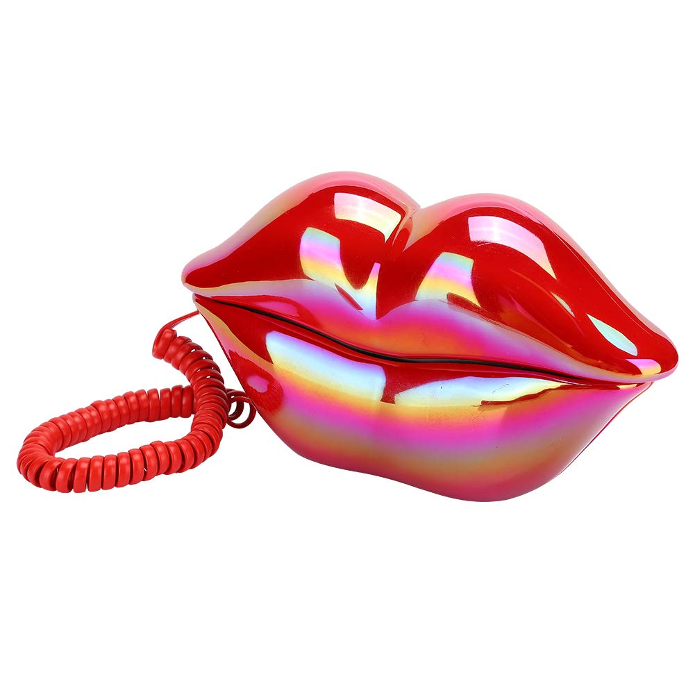 Okuyonic Teléfono con Forma de Labios de Boca roja, Estilo Europeo Labios Rojos creativos Teléfono Fijo Escritorio de Estilo Europeo para la Oficina en casa para la decoración del hogar