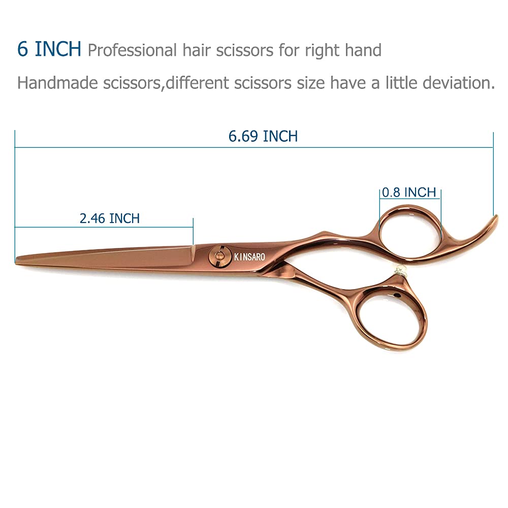 KINSARO - Tijeras profesionales de corte de pelo de 6 pulgadas - Tijeras de peluquero de borde convexo 440C
