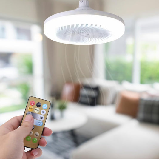 Begonia Ventilador de Techo con Luz LED de Tres Tonalidades - Control Remoto Inteligente con Temporizador - 30W - 25.5 X 13cm