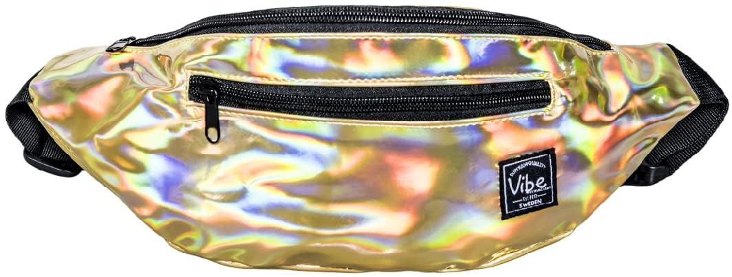 Riñonera Vibe Festival Gear Oro Holográfica para Hombres y Mujeres