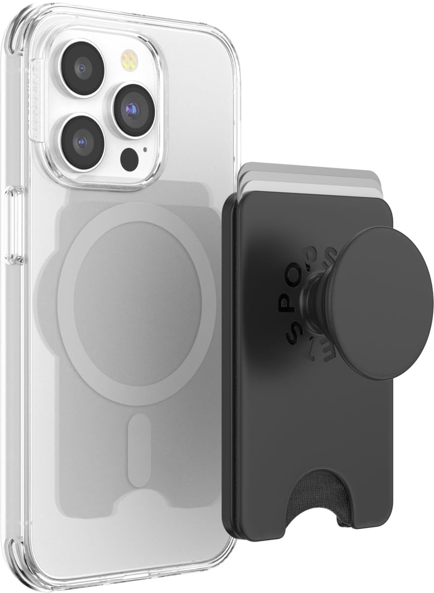 Portafolios PopSockets MagSafe Negro Agarre Expandible Compatible con Carga Inalámbrica