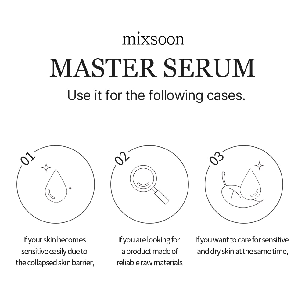[Mixsoon] Master Serum 2.02 fl oz / 60 ml | Moisturizing Serum for Healthy Skin and Improve Skin Barrier | Cruelty Free
