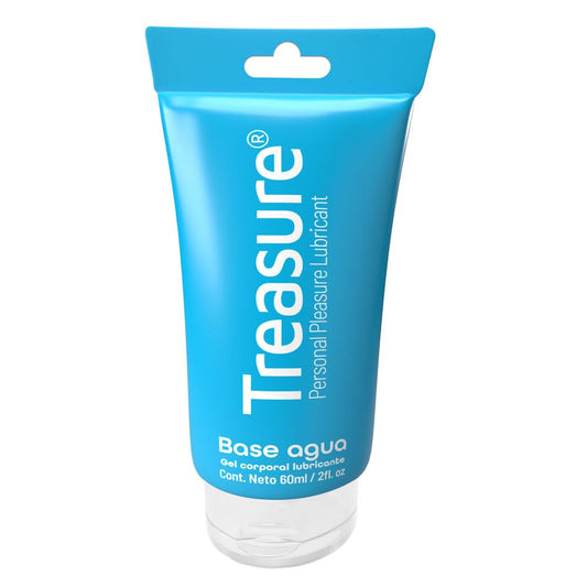 Lubricante intimo femenino TREASURE, lubricante base agua cristalino, presentación en gel, perfecto para usarlo en intimidad y con juguetes, larga duración y de facil limpieza, presentación de 60 ml