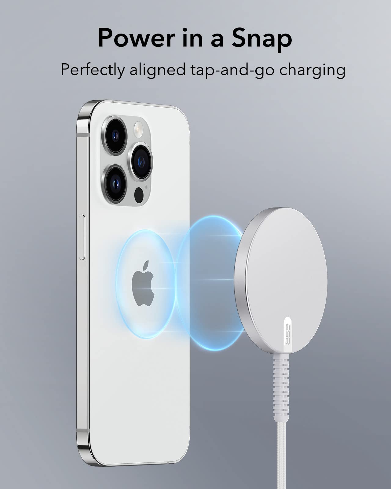 Almohadilla de Carga Magnética Fuerte ESR Plateado Compatible con iPhone 15/14/13/12 Series