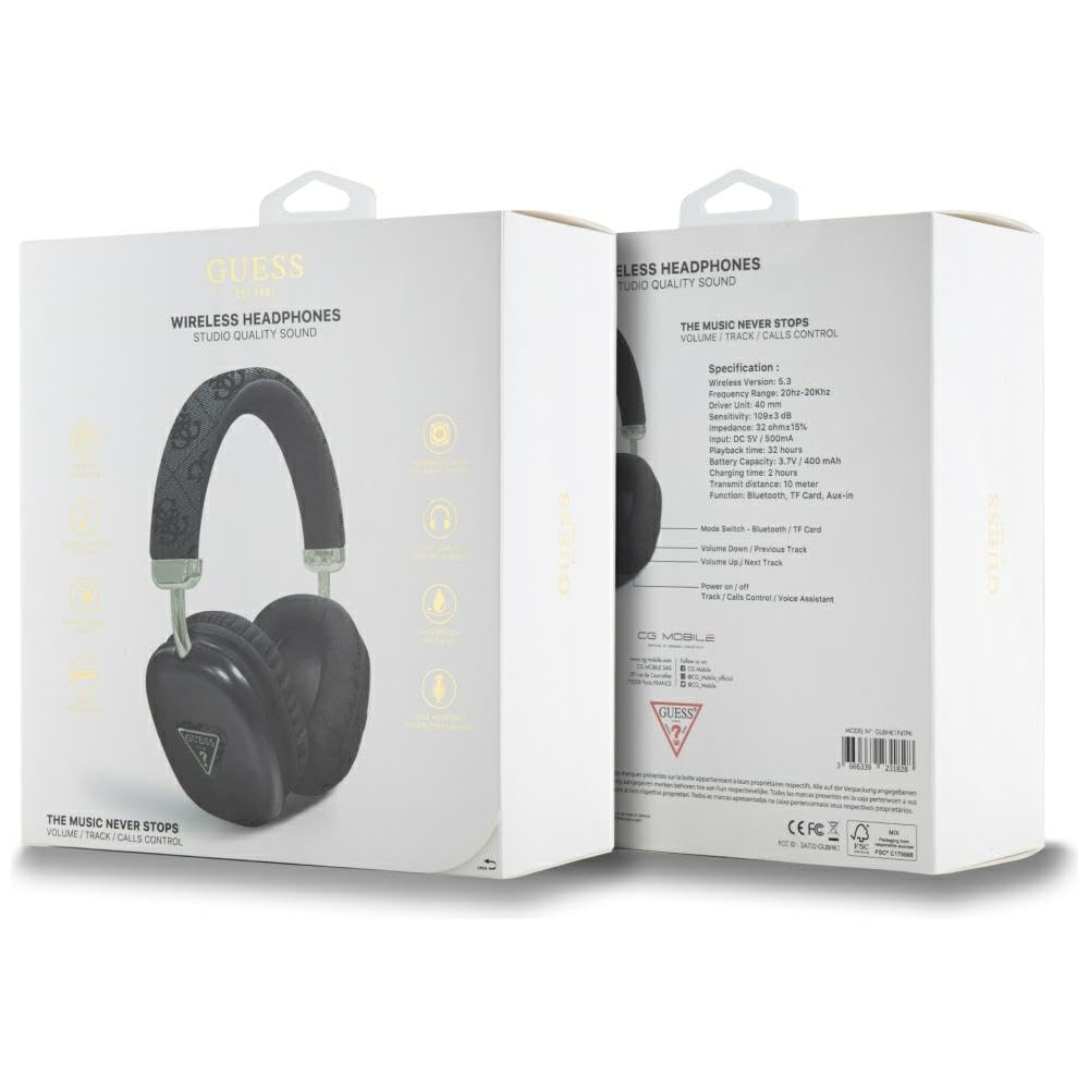 Auriculares CG Mobile Guess Negro Logo Triángulo Dorado BT 4G