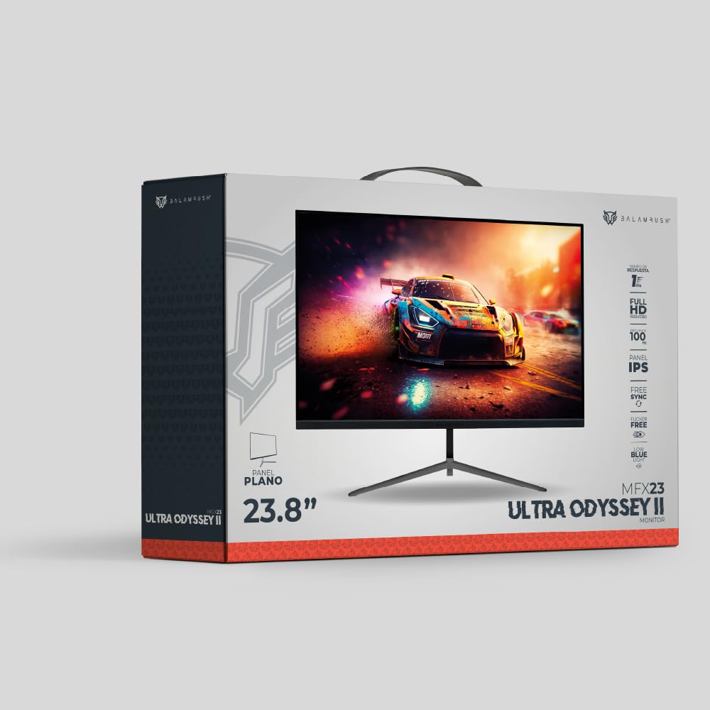 Balam Rush Monitor Gamer Plano 23.8" IPS/Ultra Odyssey II MGF23 / FHD / 100Hz / 1ms / 1xHDMI 1.4 / 1xDP 1.2 / 1xTYPE C 15W / Vesa 100x100mm / Negro