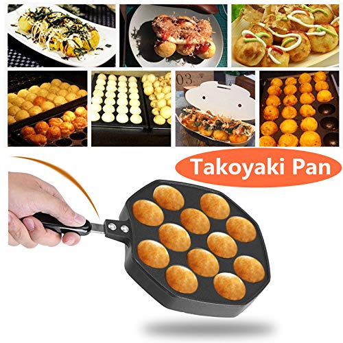 eboxer-1 Sartén para Parrilla Takoyaki, Aluminio + Molde para Hornear panqueques con Revestimiento Antiadherente, Mango de plástico Engrosado