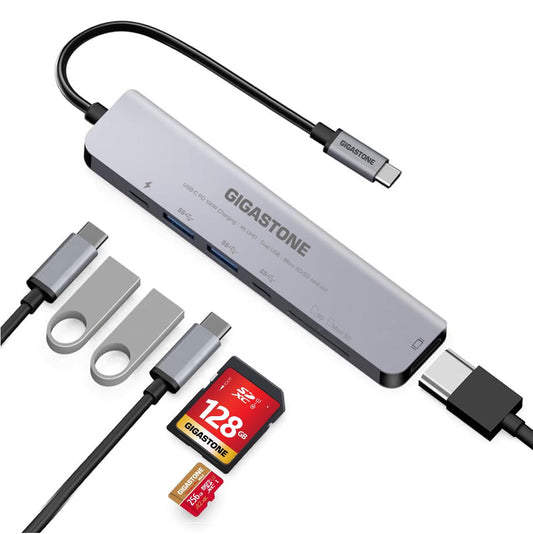 GIGASTONE Adaptador multipuerto 7 en 1 para iPad, MacBook Pro Air con divisor HDMI 4K, Thunderbolt PD 100W, lector SD/microSD, dongle para iPhone 15, Chromebook, Surface, Tab S9, Zenbook, XPS