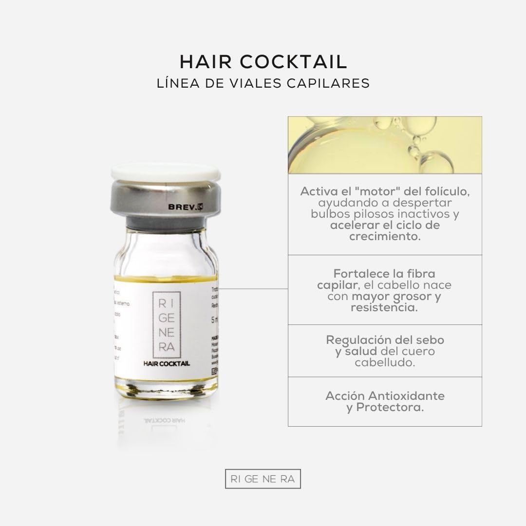 Tratamiento Reestructurante Rigenera Hair Cocktail Cabello y Barba con Vitamínico B, Retinol y Niacinamida con Dermastamp Titanium 0.3mm Solución Estimulante y Fortalecedora