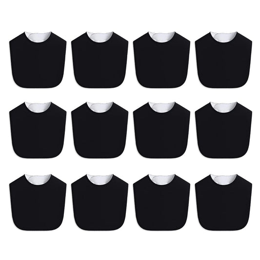 Baberos lazyrhino Negro Ajustables Ultra Suaves y Absorbentes Paquete de 8 para Niños y Niñas