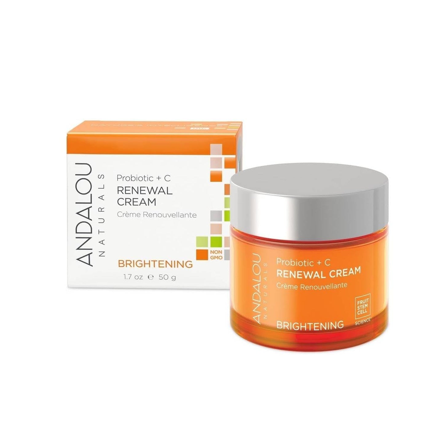 Crema Renovadora Andalou Naturals con Probióticos y Vitamina C, 1.7 oz - Iluminación y Rejuvenecimiento de la Piel - Cuidado Facial Natural y Efectivo