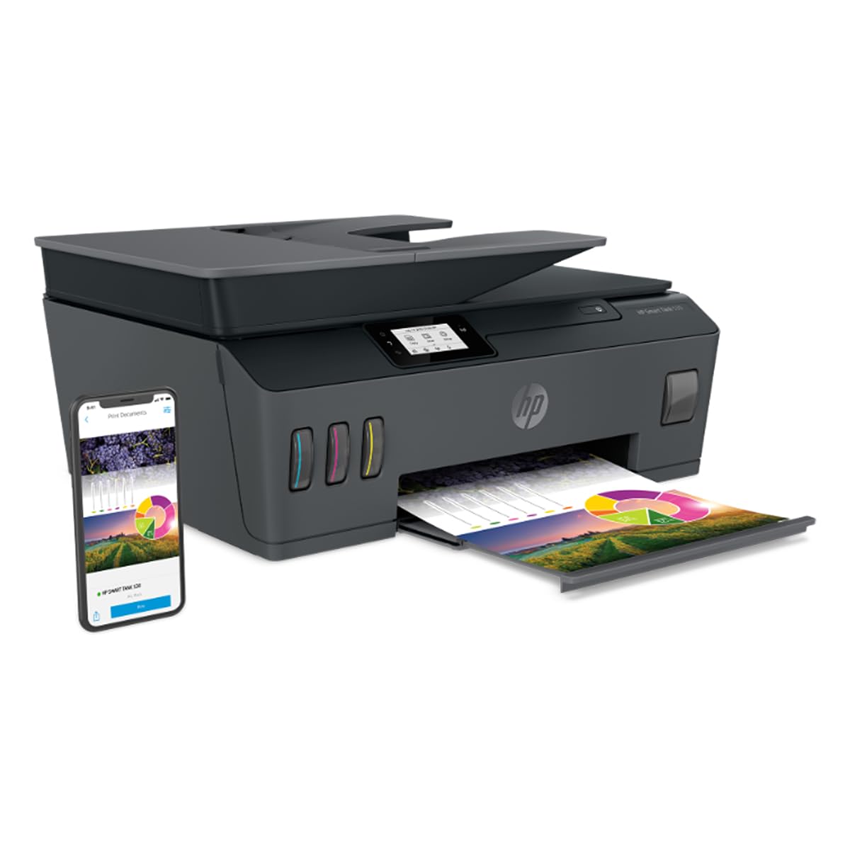 HP Impresora Multifuncional Smart Tank 530, Tinta Continua, Color, Wi-Fi, Dúplex (Doble Cara) Manual, ADF Alimentador Automático, Imprime Smart App, Impresión, Escaneo, Copiado (4SB24A)