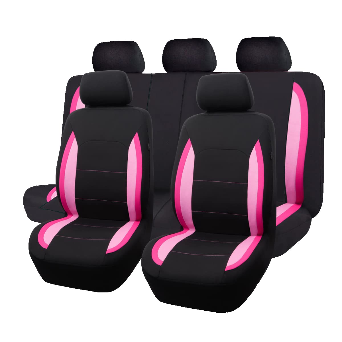 Flying Banner Fundas de Asiento de Coche para Asientos Delanteros y Traseros de poliéster, fáciles instalaciones, Banco Trasero Dividido, (Juego Completo, Respaldo bajo, Negro Rosa de Doble Tono)