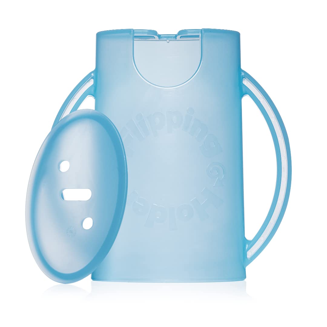 Soporte giratorio a prueba de apretar para niños pequeños, bebés, niños, sin ensuciar, sin apretar, caja de jugo para bebidas y aperitivos con asas de fácil agarre y tapa