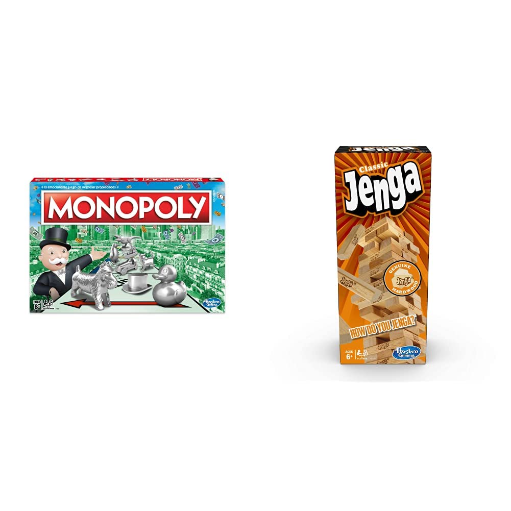 Hasbro Monopoly Clásico Juego de Mesa de Negociar Propiedades, Ideal para Adultos, niños y niñas a Partir de los 8 años, para Jugar en Familia o con Amigos, de 2 a 6 Jugadores.