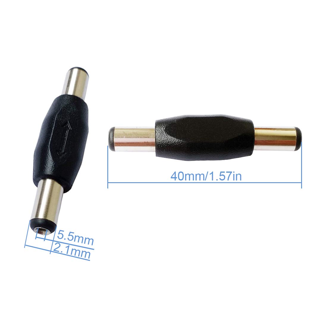 Lime2018 10 conectores DC hembra a hembra y macho a macho de 5,5 mm x 2,1 mm, 12 V 5 A, adaptador de enchufe de alimentación CC para vigilancia de seguridad en el hogar