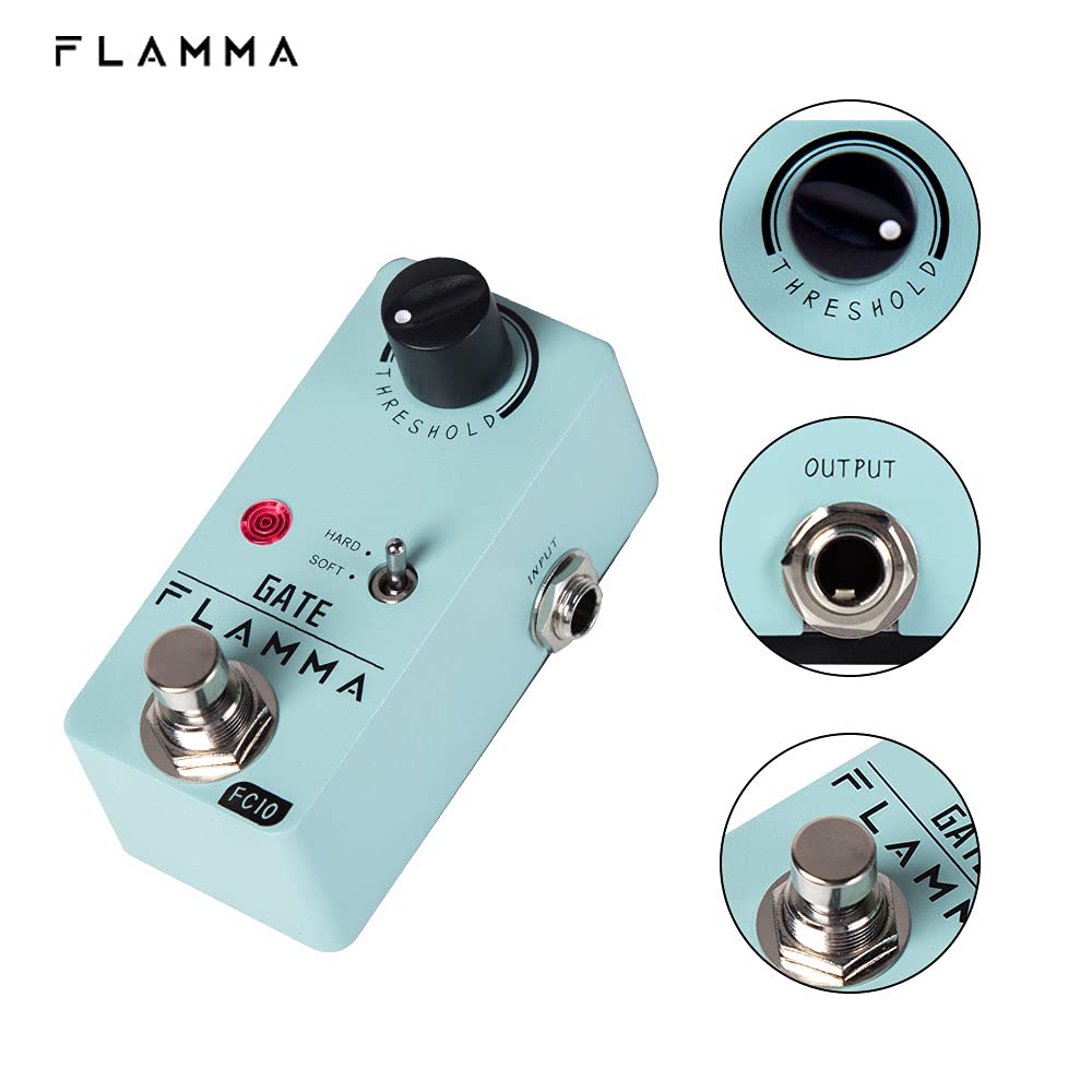 Pedal de Guitarra FLAMMA FC10 Negro con Supresor de Ruido Inteligente True Bypass