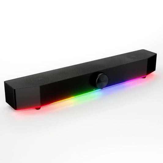 Barra de sonido para juegos Tilted Nation TNPHASER - Altavoces de computadora RGB para PC - Inalámbrico o USB - Audio nítido y LED ajustable