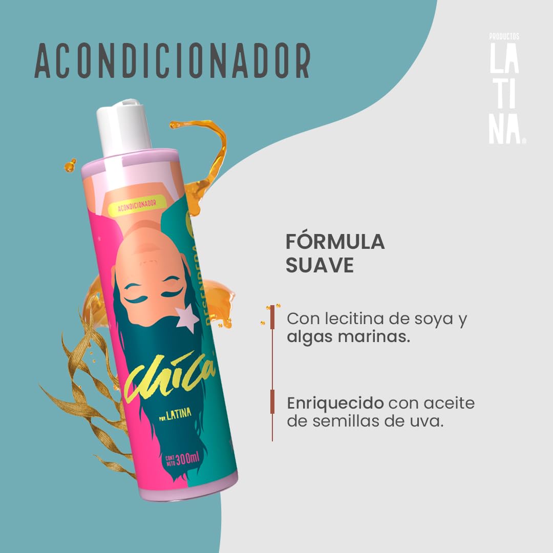 LATINA® | Acondicionador CHICA® | Crema para Peinar - Activador de Rizos | Belleza Mujer - Complementar con Tratamiento para Cabello Maltratado | Anti Frizz Cabello