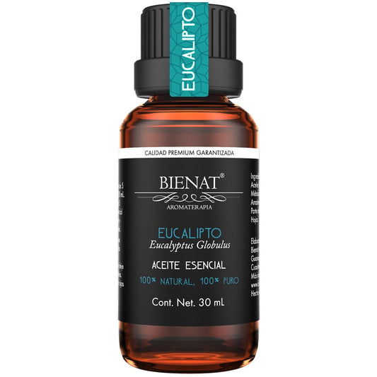 BIENAT AROMATERAPIA Aceite Esencial de Eucalipto 30mL | 100% Puro y Concentrado | Ideal para Difusor de Aromas, Humidificador, Aromaterapia, Masajes, Meditación, Jabones y Velas | Esencia Natural en Gotas