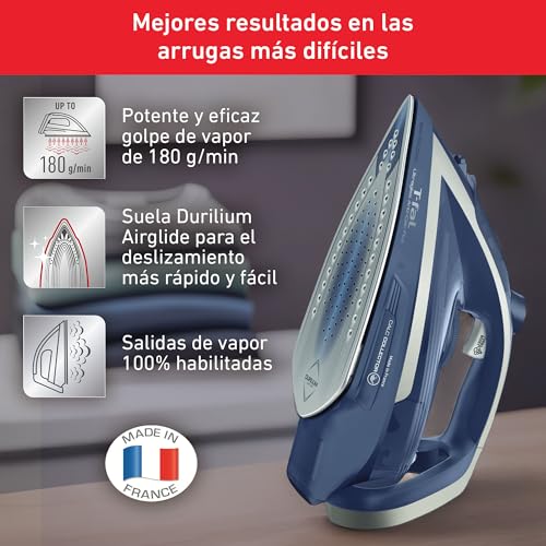 Plancha de Vapor T-fal Azul Suela de Cerámica y Recolector de Calcio Extraíble