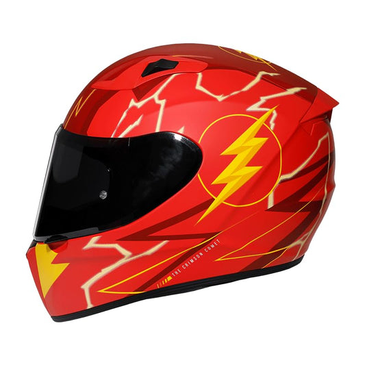 Casco Modular - DC - Visor Anti Baho Motocicleta Marca Edge - Visor Doble ANTIVAHO Certificado Dot Moto - Cascos Motocross Pegatina Pegatinas Protector Mujer Hombre (Flash, XL)