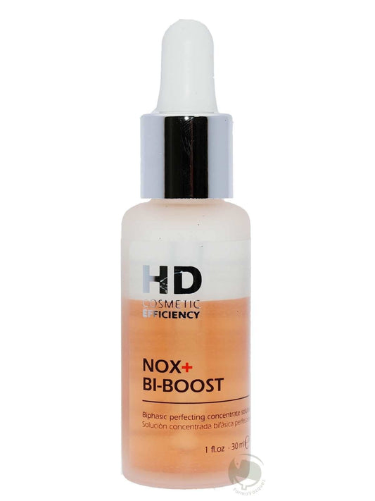 HD Cosmetic Efficiency NOX+ BI-BOOST 30 mL, concentrado bifásica perfeccionador enriquecido con antioxidantes de alta potencia.
