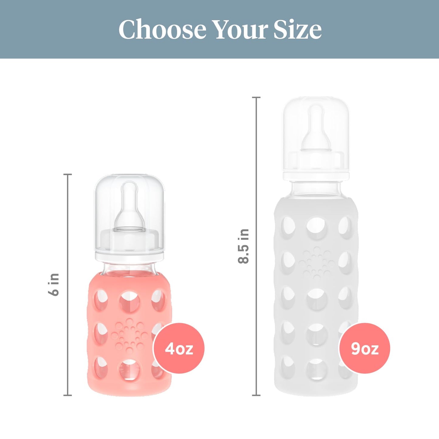 Lifefactory 4-Ounce BPA-Free Glass Baby Bottle with Protective Silicone Sleeve and Stage 1 Nipple, Cantaloupe
