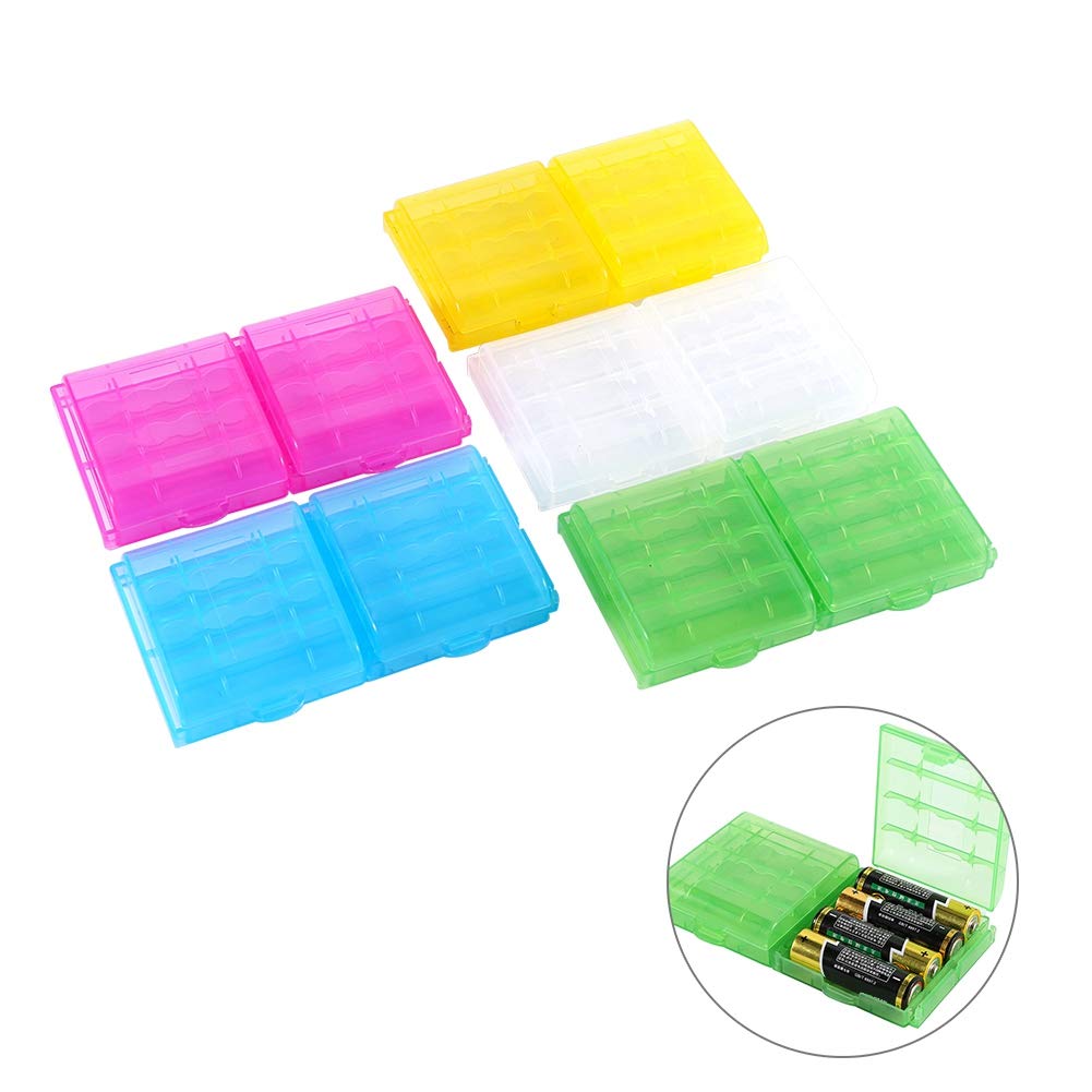 Asixx Caja Plástico, Estuches para Pila Batería,para Viajar,Acampar,IR de Excursión O En Casa.para Pilas AA 4pcs O Baterías AAA 5pcs