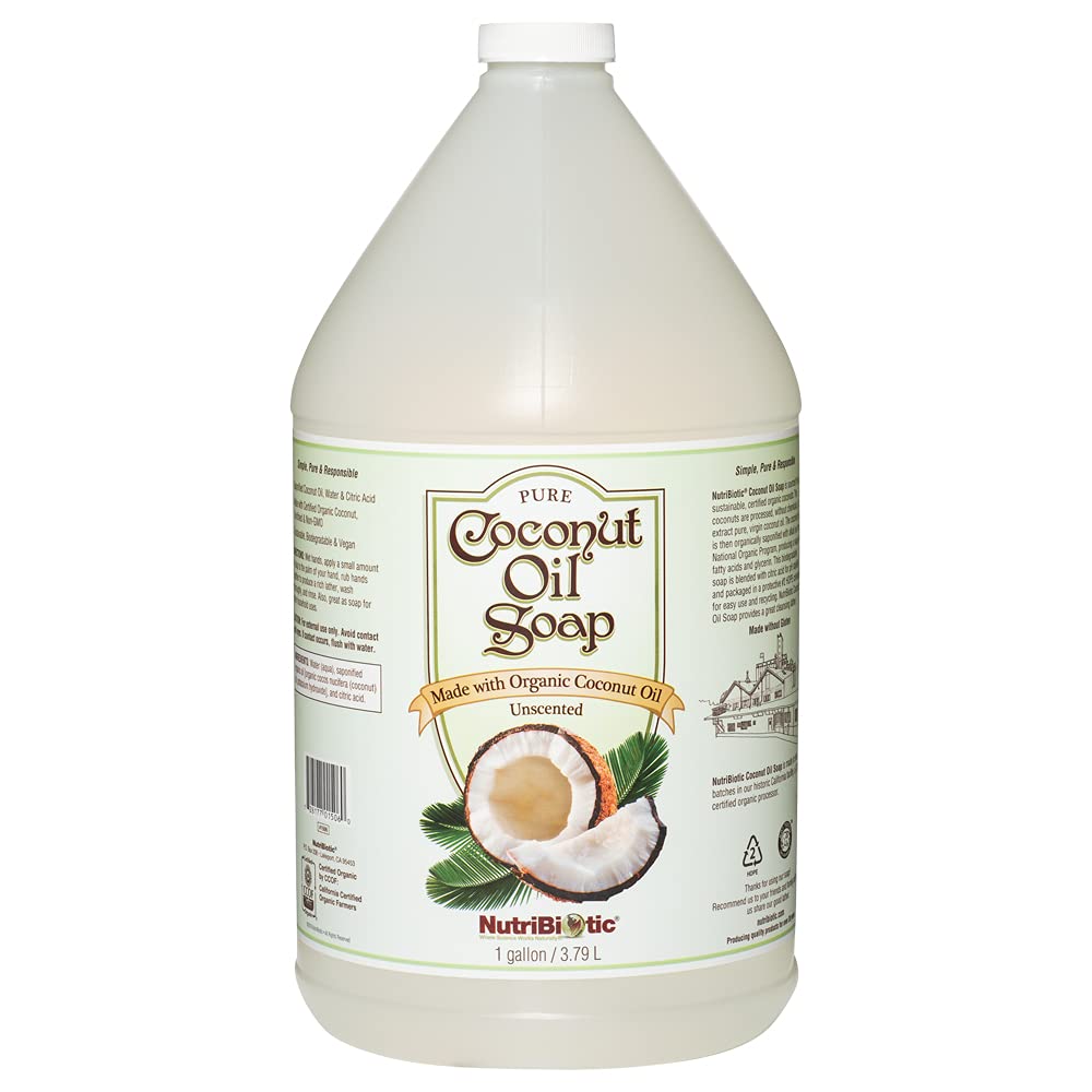 Nutribiotic Pure Coconut Oil Soap, Unscented, 128 Fluid Ounce