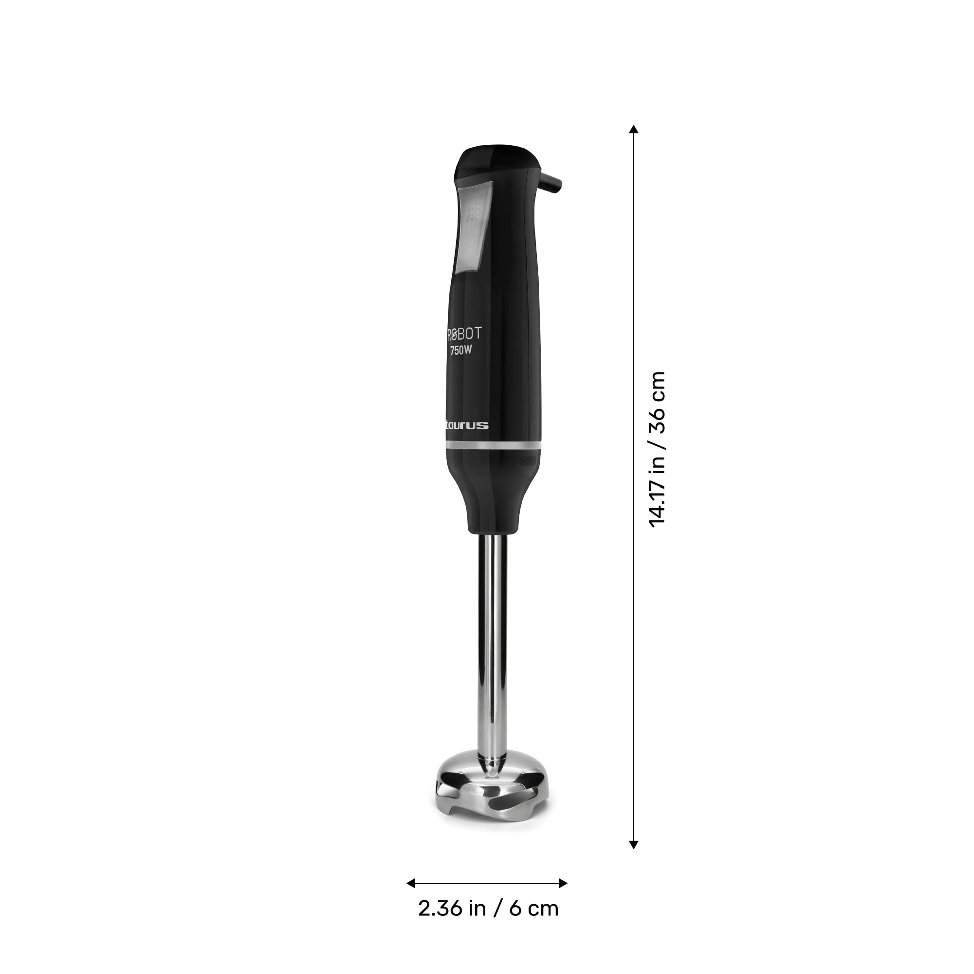 Batidora de Inmersión Taurus Acero Inoxidable Caña Desmontable Turbo Rotation System Control Pulso Diseño Ergonómico y Anti Salpicaduras 750 W