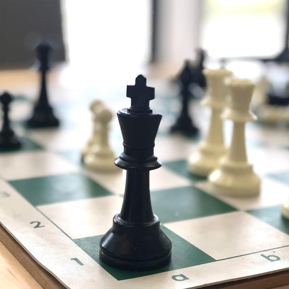 Juego de Ajedrez Fishlead Verde Blanco con Tablero Enrollable y Bolsa de Almacenamiento