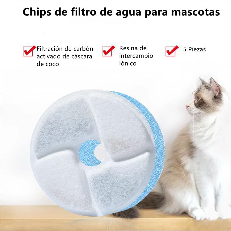 Filtros Fuente Mascotas 5 Piezas Repuesto para Gatos y Perros