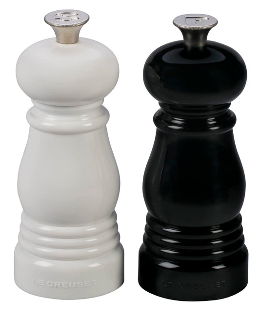Le Creuset Juego de molinillo de sal y pimienta, 5 x 2 pulgadas cada uno, negro y blanco