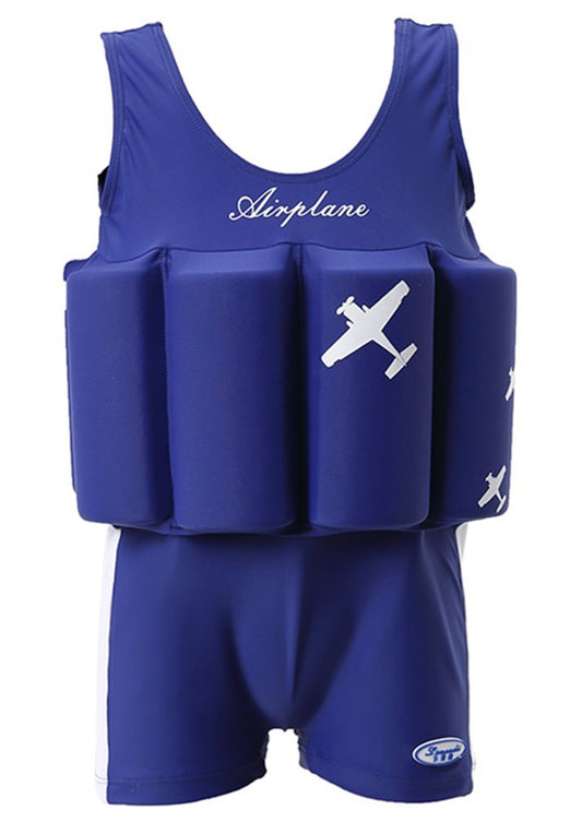 ELUCKFACE - Traje de baño flotante para bebés y niños, de una sola pieza, flotabilidad para niñas y niños, azul de 2 a 3 años