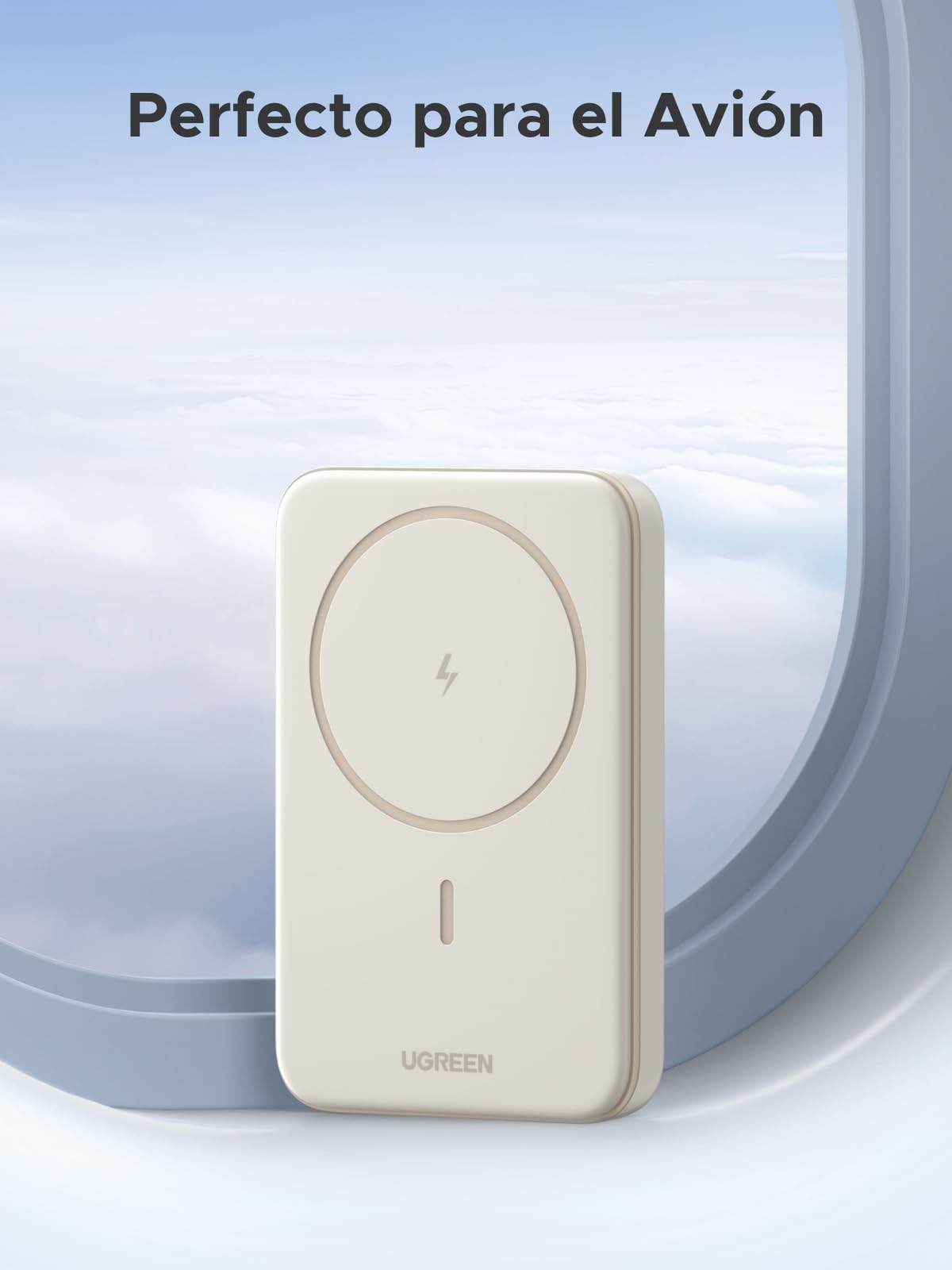 Power Bank UGREEN Blanco 10000mAh Inalámbrico Carga Rápida Magnético PD 20W USB C Compatible con iPhone, Galaxy y Xiaomi